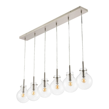 Harlow 40.5" Modern Contemporary Round Glass/Iron LED Linear Pendant - JONATHAN Y
